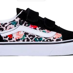 Girls Sz 2 Van's Leopard Floral Print Sneakers